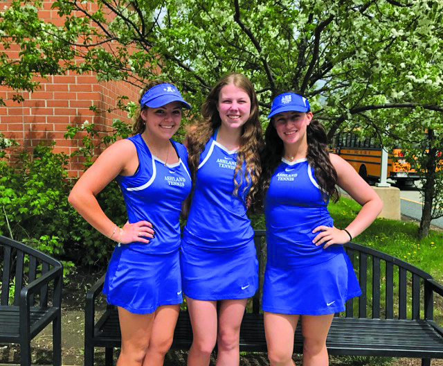 Ashland’s captains (l to r) Heidi Osterhout, Kelsey Collins and Sabrina Weiner give the tennis team quality leadership. (Photos/submitted)