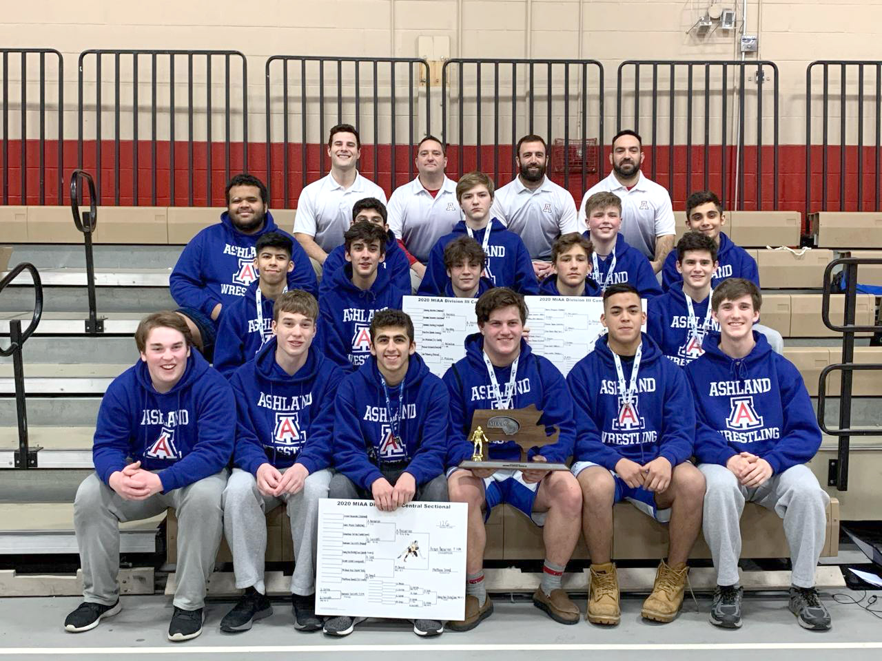 The cast of Ashland High wrestlers who competed at the Division 3 Sectional Tournament