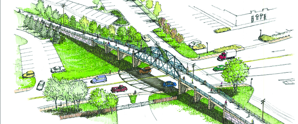 An artist’s rendition of the proposed Cochituate Rail Trail  crossing Route 30. (Courtesy of BETA Group, Inc.)