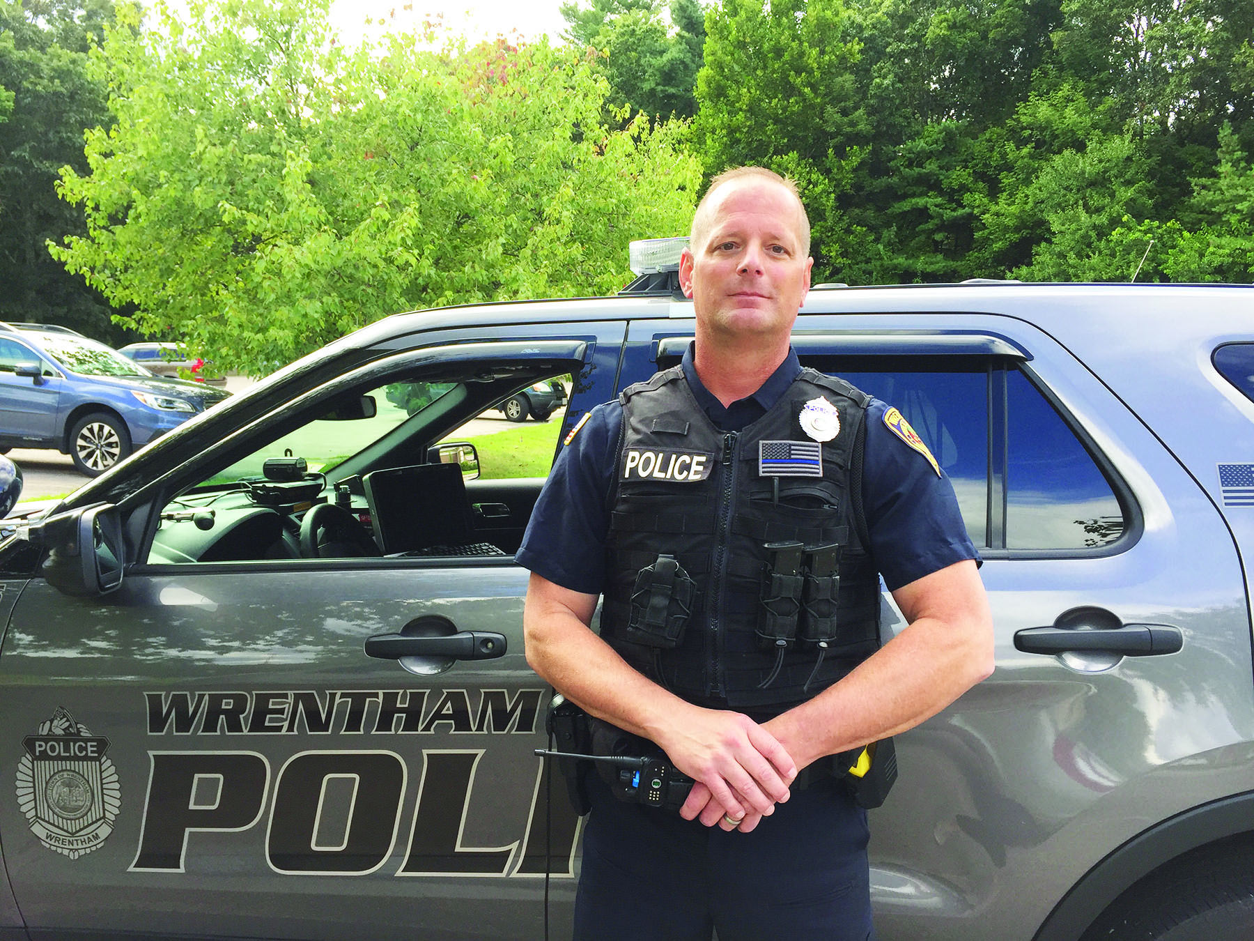 Officer Todd Schwalbe, Wrentham’s new school resource officer.