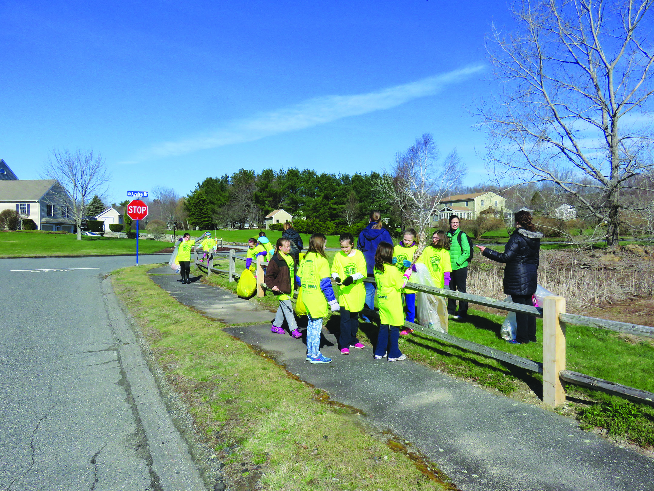 The fifth annual Medway Clean Sweep will take place April 8th (same morning as Millis Beautification Day), from 8-11 a.m. Many hands make light work, and volunteer groups, such as these girls, are needed to clean up trash in various neighborhoods. Photo courtesy of Allison Potter.