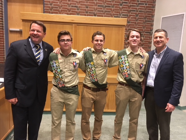 (l to r) State Rep. Shawn Dooley, Jack Norgren, Nick Simmons, Brooks O’Neil, and Norfolk Selectman Jeff Palumbo.