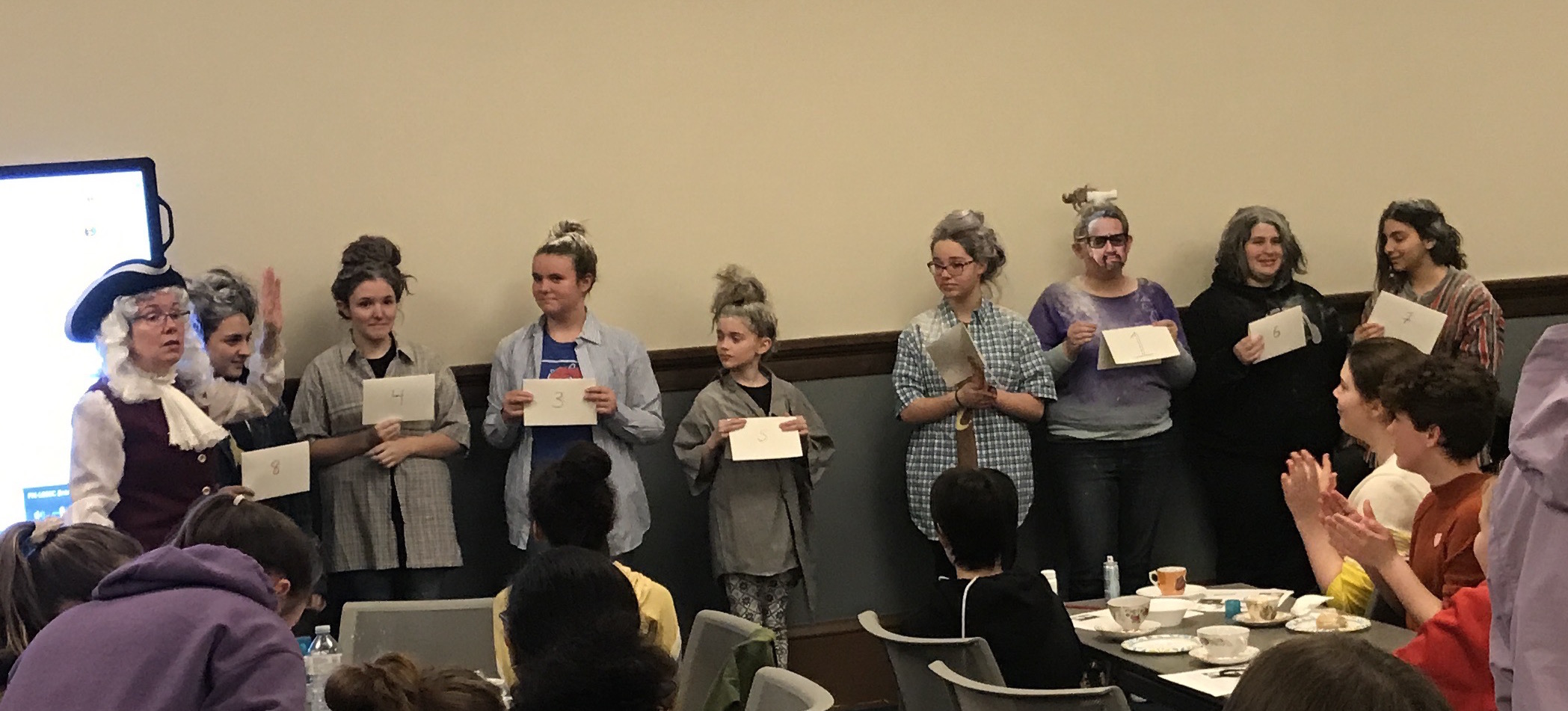 The scent of hairspray and talc filled the air for the Powdered Wig Challenge. Winning categories included “Highest Hair,” “Whitest Hair,” and “’Nicest’ Hair Arrangement.”