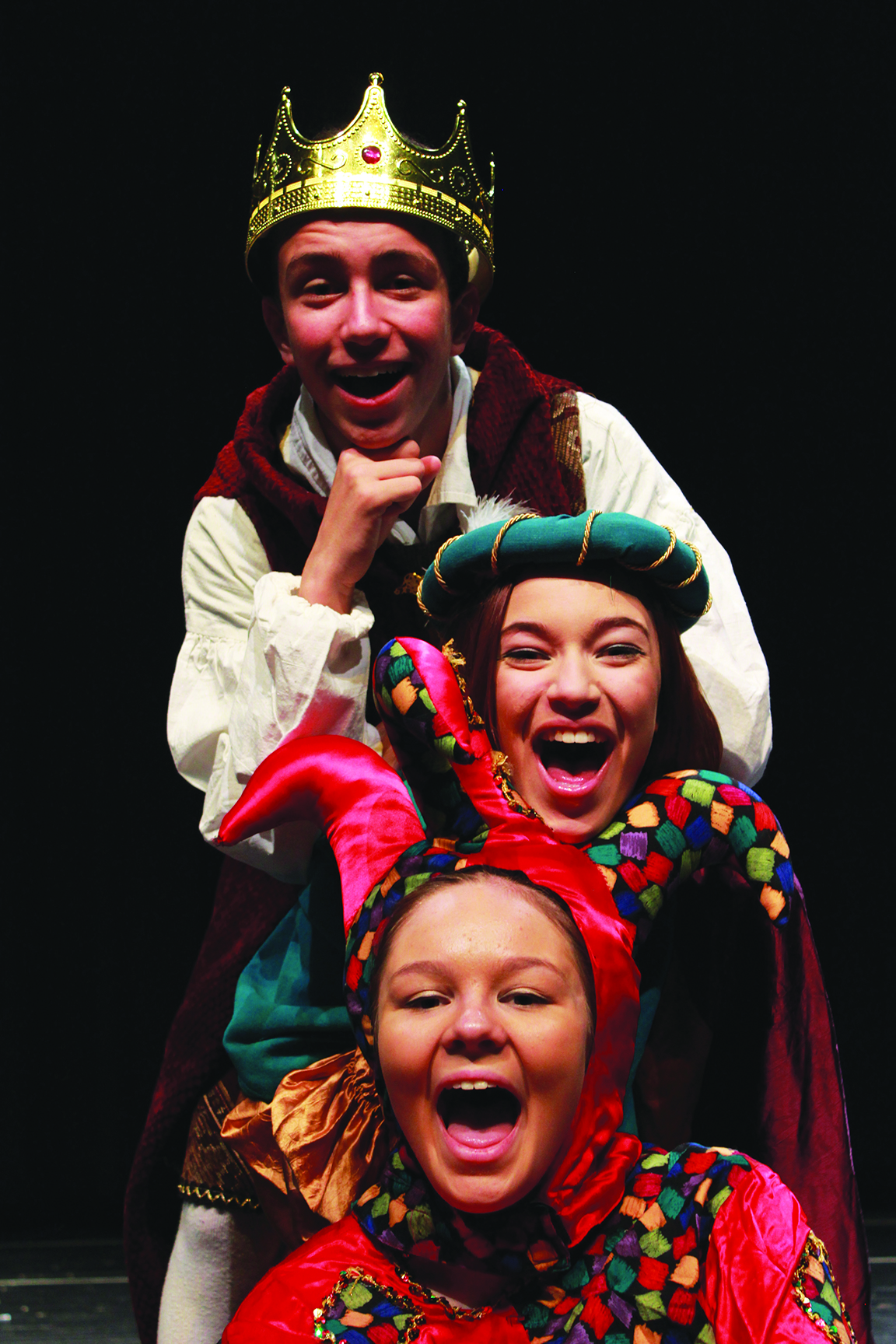 Shown is Kate Whitaker as Princess Winifred, or “Fred,” and Marek Woytaszek as Prince Dauntless the Drab. The two will appear in Medway High School’s Once Upon a Mattress on March 3 & 4.  Photo by Colleen Barber