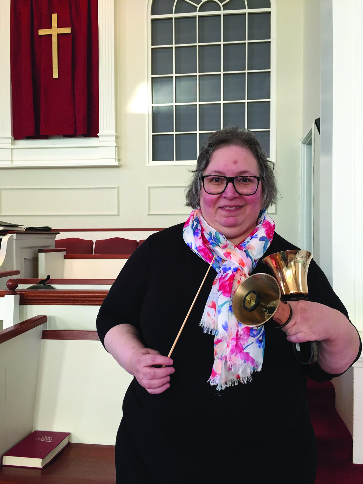 Handbell Choir Director Martha Goodman.