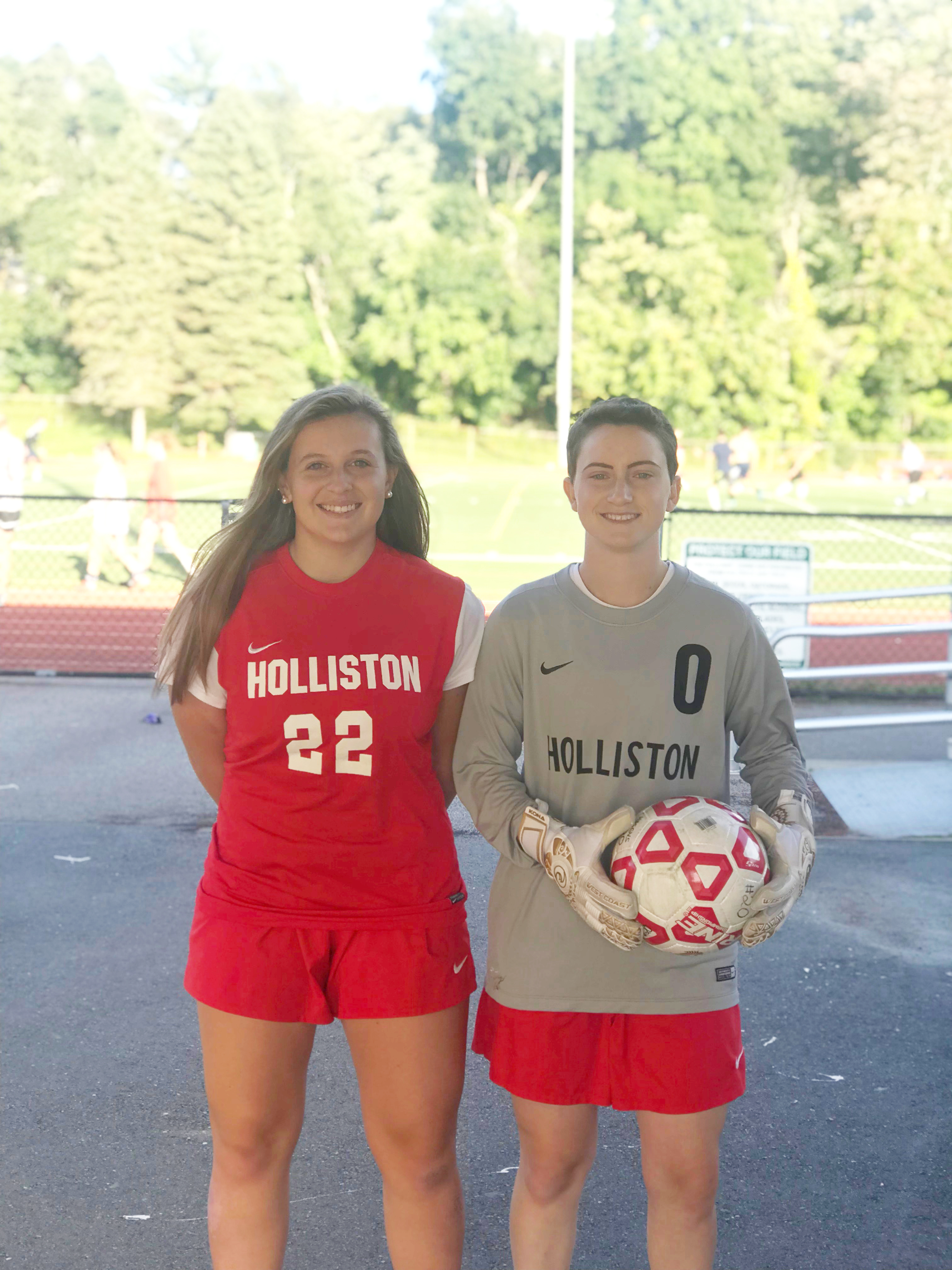 Alex Panaggio, left, and Melanie Colman are captains of the Holliston girls soccer team. Both have been integral to the team’s success this year.