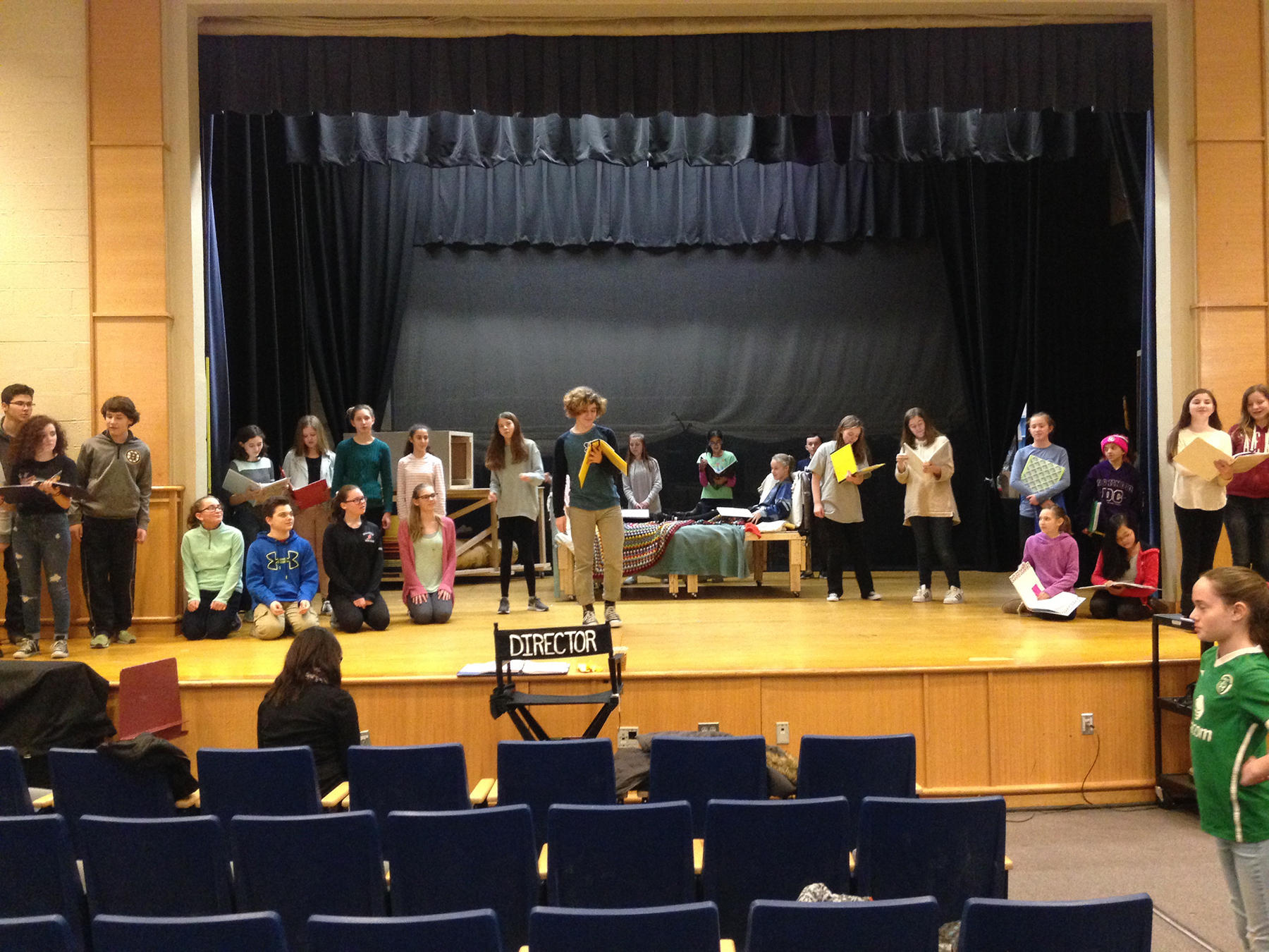 The ReACT Players of Robert Adams Middle School rehearsing for a sweet production of Roald Dahl’s Willy Wonka, to be shown April 6, 7 and 8.