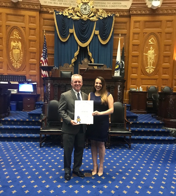 Jennifer Knight-Levine, one of the founders of the SAFE Coaliiton, a regional coalition of community partners that helps those affected by substance use disorder, was recently honored as an unsung heroine by the Massachusetts Commission on the Status of Women.