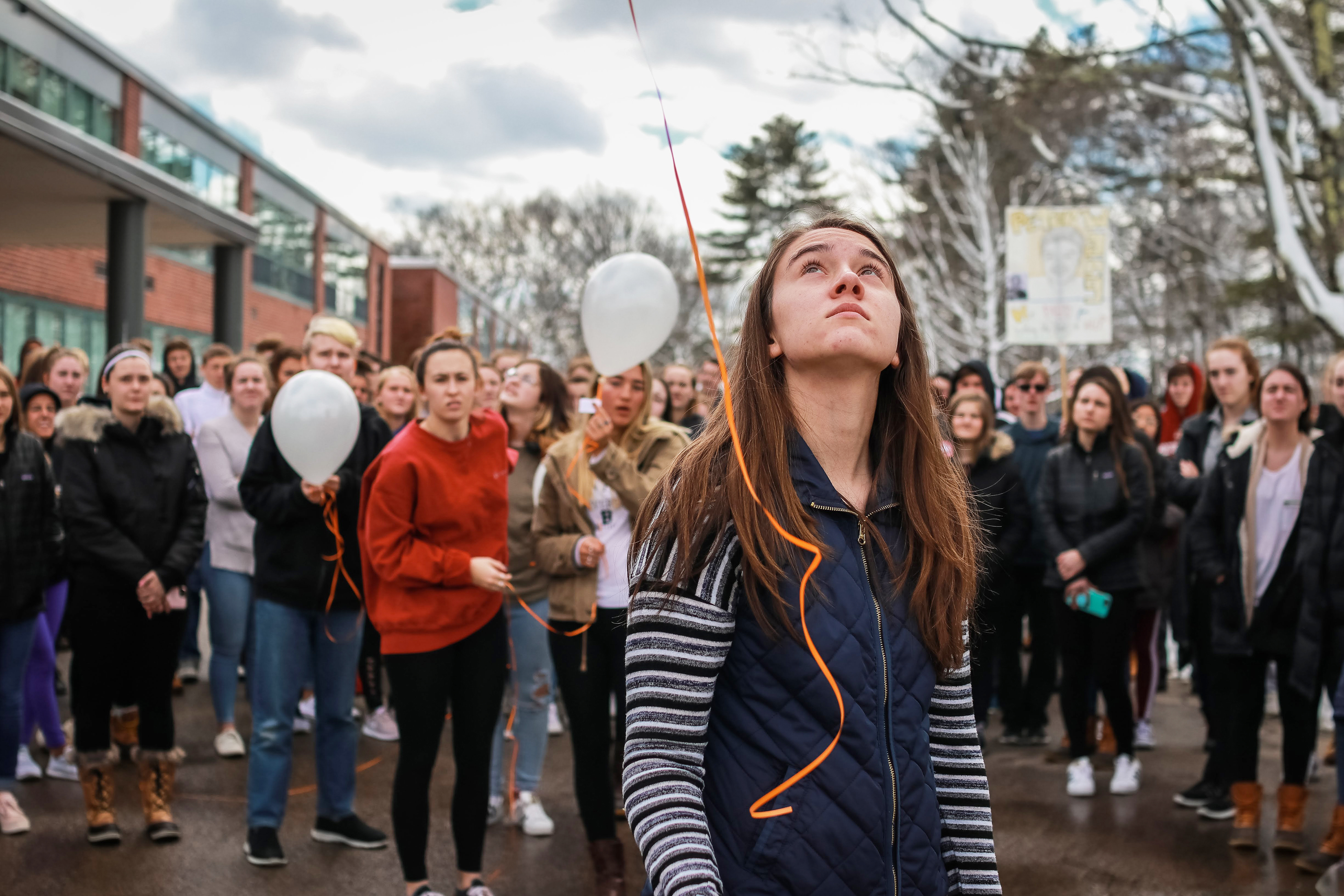 Both Millis and Medway students participated in an organized walkout on March 14 in remembrance of the Parkland school shooting victims. Photo by Adriana Arguijo Gutierrez