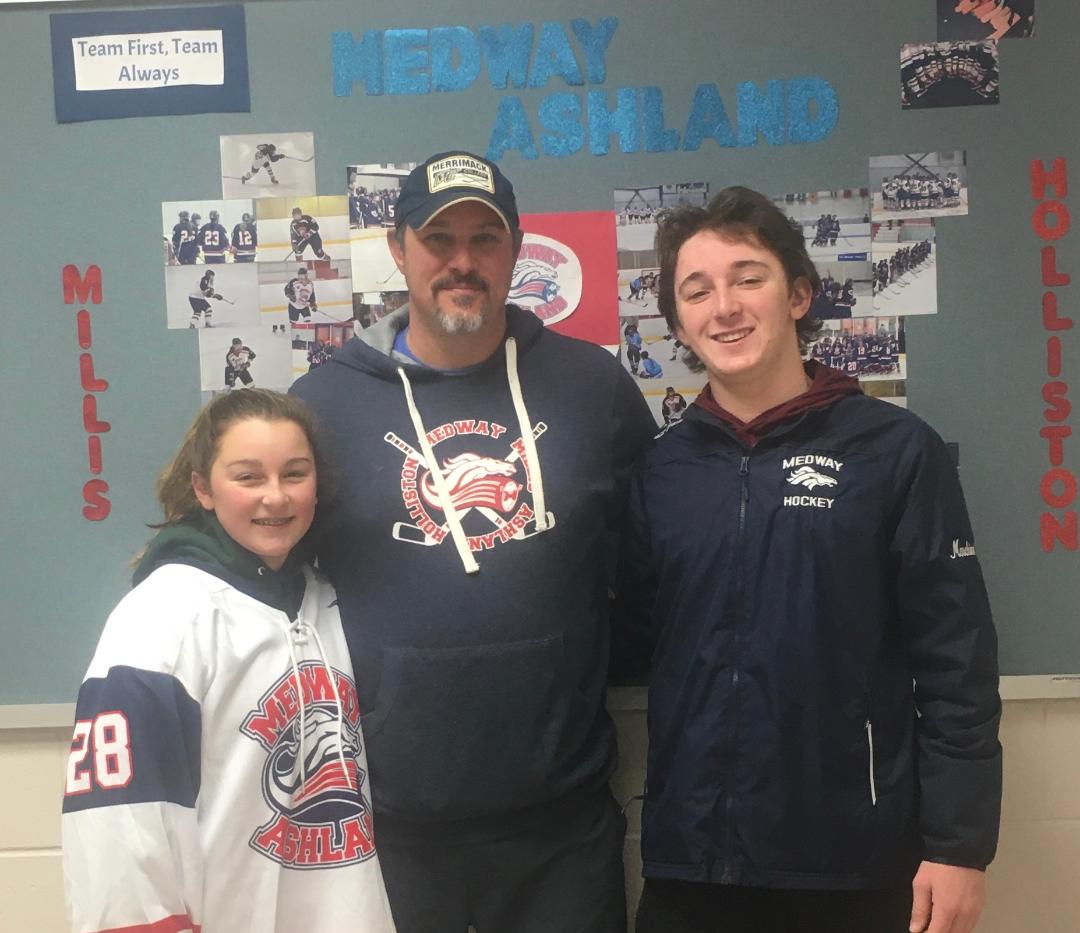 Coach Karl Infanger, his daughter Emilie and son Alex make ice hockey a family affair.