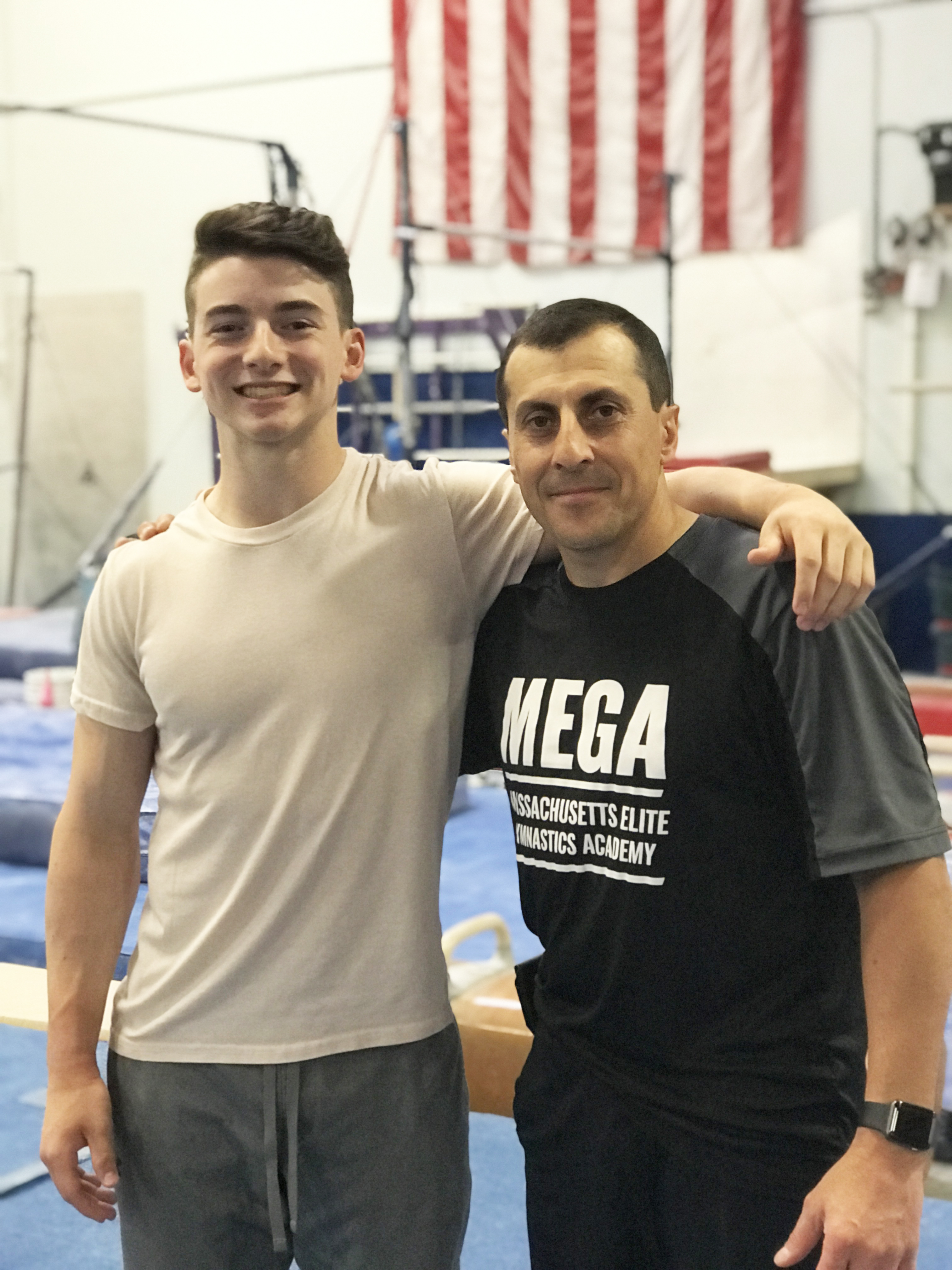 Matt Cormier, shown here with his coach, Levon Karakhanyan. Matt was chosen as part of the U.S. team in the junior world championship, and Karakhanyan was chosen to be a coach for the team.