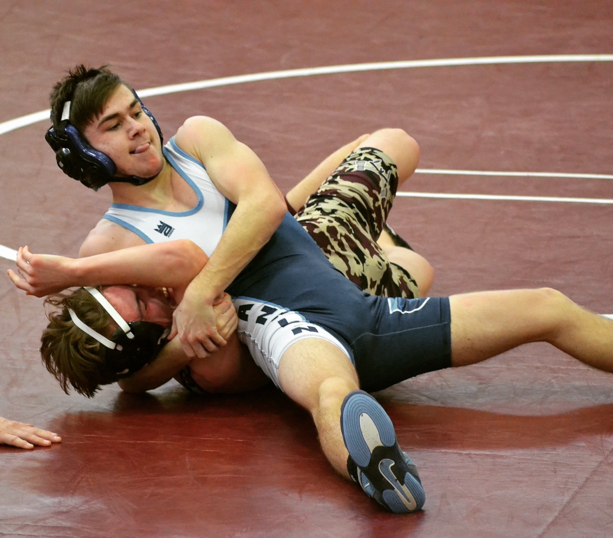 Senior Mike Racca has been able to wrestle in different weight classes for Franklin High, something that has brought the team to the top of its game.