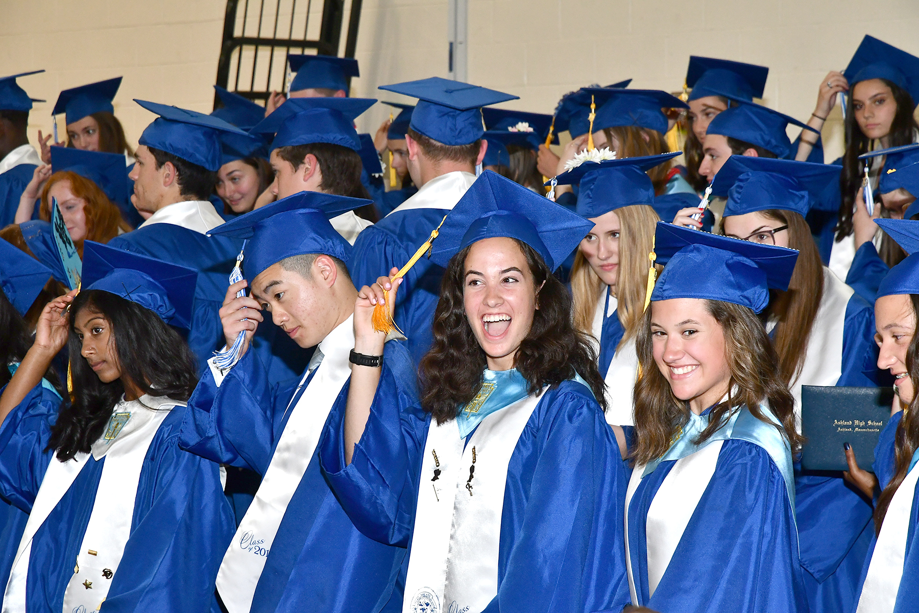 Left to right in front: Neeharika Chanda, Niles Chen, and the Chrisafideis triplets, Allie (front and center), Bella and Sofia (side profile). Photos/G&B Photography, www.grynnandbarrett.com