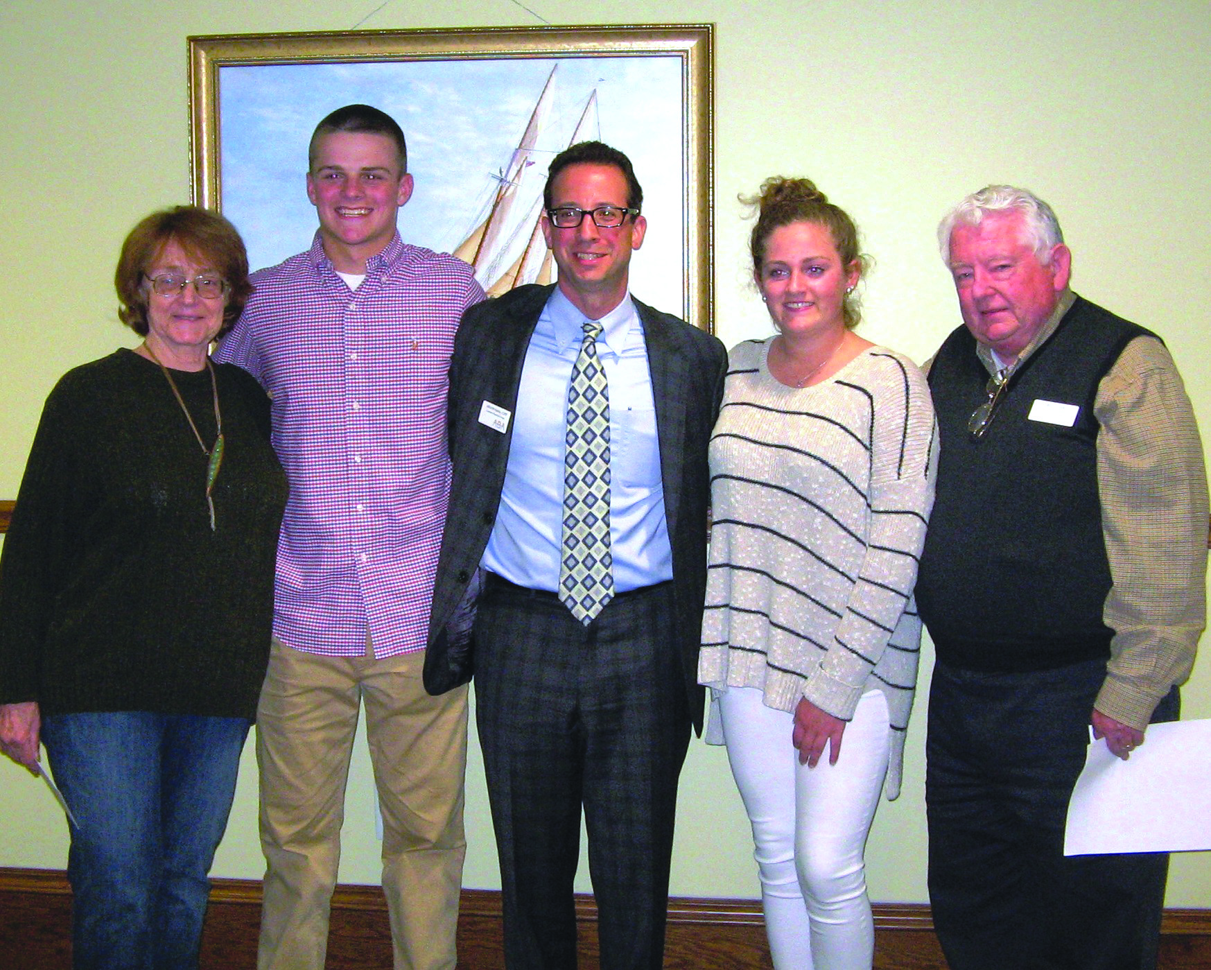 ABA scholarship winners with committee members (l to r): MR Fletcher, Shane Leary, Adam Sachs, Maddie Graves, and Bill Gath. (Photo/Cynthia Whitty)